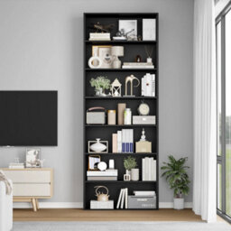 Black 7 Tiers Bookcase 209.5Cm Tall Living Room Bookshelf Free Standing Display Shelf - thumbnail 1