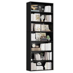 Black 7 Tiers Bookcase 209.5Cm Tall Living Room Bookshelf Free Standing Display Shelf - thumbnail 3