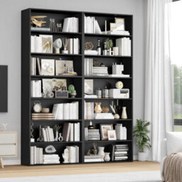 Black 7 Tiers Bookcase 209.5Cm Tall Living Room Bookshelf Free Standing Display Shelf - thumbnail 4