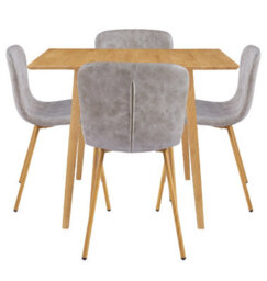 Hallowood Furniture Ledbury Light Oak Drop Leaf Dining Table With 4 Taupe Leather Effect Chairs - thumbnail 8