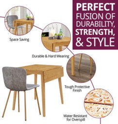 Hallowood Furniture Ledbury Light Oak Drop Leaf Dining Table With 4 Taupe Leather Effect Chairs - thumbnail 2