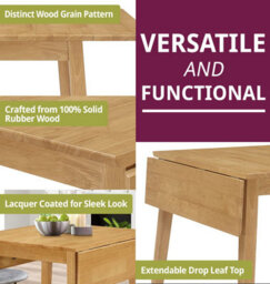 Hallowood Furniture Ledbury Light Oak Drop Leaf Dining Table With 4 Taupe Leather Effect Chairs - thumbnail 4