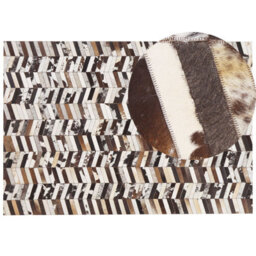 Beliani Rug Akyele Brown 160 X 230 Cm Leather