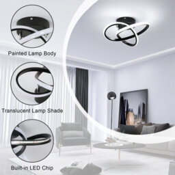 Pheashine Modern Slim Clover Led Ceiling Light 24W 30X10Cm 6500K Daylight Black - thumbnail 3