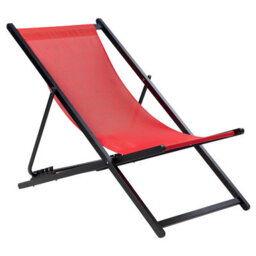 Beliani Folding Deck Chair Locri Ii Metal Red - thumbnail 4