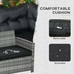 Outsunny 5 Pcs Rattan Garden Furniture Set With Stools, Table, Cushion, Grey - thumbnail 5