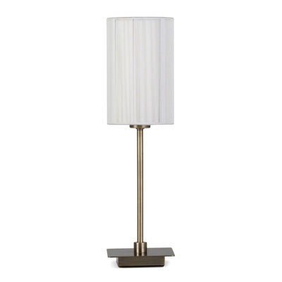 Lighting Supermarket Darwen Square Stick Antique Brass Table Lamp With Large Ivory Shade - image 1