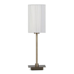 Lighting Supermarket Darwen Square Stick Antique Brass Table Lamp With Large Ivory Shade - thumbnail 1