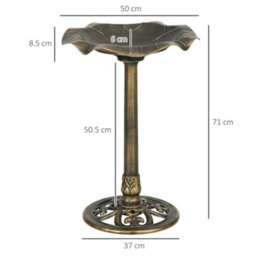Outsunny Bird Bath For Garden, Birdbath With Lotus Leaf Basin, Bronze Tone - thumbnail 3