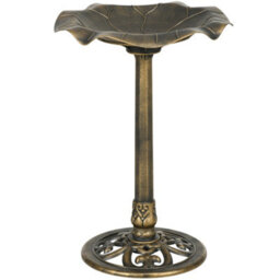 Outsunny Bird Bath For Garden, Birdbath With Lotus Leaf Basin, Bronze Tone - thumbnail 2