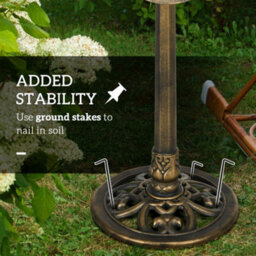 Outsunny Bird Bath For Garden, Birdbath With Lotus Leaf Basin, Bronze Tone - thumbnail 7