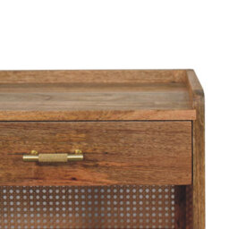 Wyld Haus Orta Mango Wood T-Bar Bedside Table With Drawer, Natural Oak Finish, D35Cm X H58Cm X W45Cm - thumbnail 5