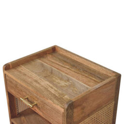 Wyld Haus Orta Mango Wood T-Bar Bedside Table With Drawer, Natural Oak Finish, D35Cm X H58Cm X W45Cm - thumbnail 6
