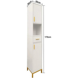 Tall Freestanding Bathroom Storage Unit, Narrow Cabinet With Drawer - thumbnail 2