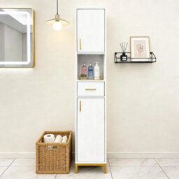 Tall Freestanding Bathroom Storage Unit, Narrow Cabinet With Drawer - thumbnail 3