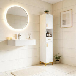 Tall Freestanding Bathroom Storage Unit, Narrow Cabinet With Drawer - thumbnail 5