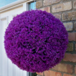 Best Artificial 36Cm Purple Heather Hanging Basket Flower Topiary Ball - Suitable For Outdoor Use - Weather & Fade Resistant