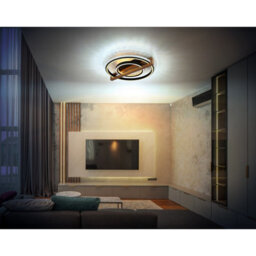 Luminosa Lighting Luminosa Deloris Round Semi Flush Ceiling Light Matt Black Led 2700/6500K - thumbnail 2