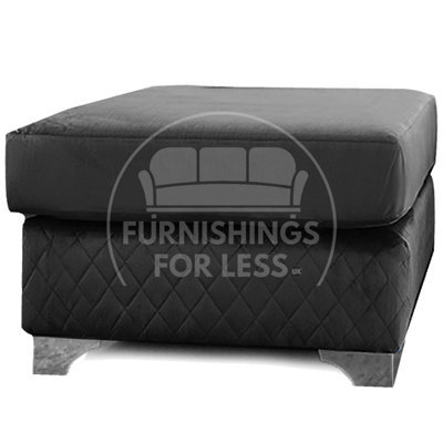 Furnishings For Less UK Victoria Plush Velvet Foam Filled Black Footstool Sofa Accessory