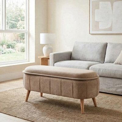 Garden Greatness Chenille Bench Storage Ottoman With Tray Top - image 1