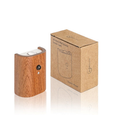 Auraglow Wooden Rechargeable Motion Sensor Wall Light - Sapele - image 1