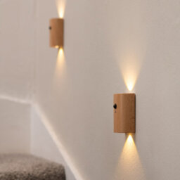 Auraglow Wooden Rechargeable Motion Sensor Wall Light - Sapele - thumbnail 7