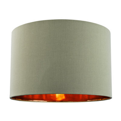 Happy Homewares Contemporary Olive Cotton 12 Table/pendant Lamp Shade With Shiny Copper Inner - image 1