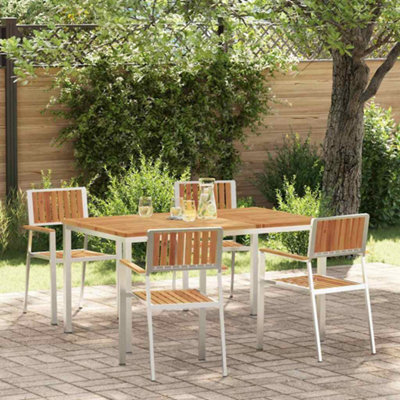 Berkfield Garden Dining Set 5 Pcs Brown Solid Acacia Wood - image 1