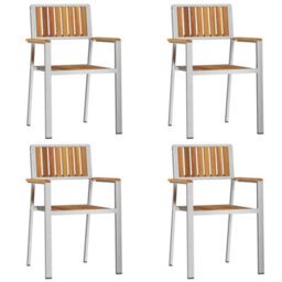 Berkfield Garden Dining Set 5 Pcs Brown Solid Acacia Wood - thumbnail 6