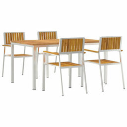 Berkfield Garden Dining Set 5 Pcs Brown Solid Acacia Wood - thumbnail 2