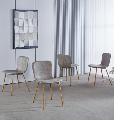Hallowood Furniture Cullompton Taupe Faux Leather Dining Chair With Oak Effect Legs X4 - image 1