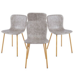 Hallowood Furniture Cullompton Taupe Faux Leather Dining Chair With Oak Effect Legs X4 - thumbnail 9