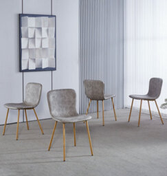 Hallowood Furniture Cullompton Taupe Faux Leather Dining Chair With Oak Effect Legs X4