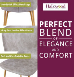 Hallowood Furniture Cullompton Taupe Faux Leather Dining Chair With Oak Effect Legs X4 - thumbnail 6