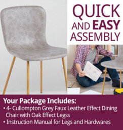 Hallowood Furniture Cullompton Taupe Faux Leather Dining Chair With Oak Effect Legs X4 - thumbnail 7