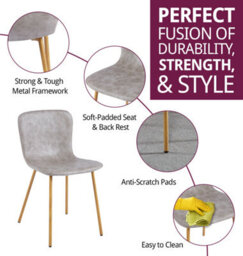 Hallowood Furniture Cullompton Taupe Faux Leather Dining Chair With Oak Effect Legs X4 - thumbnail 2