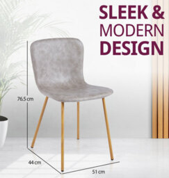 Hallowood Furniture Cullompton Taupe Faux Leather Dining Chair With Oak Effect Legs X4 - thumbnail 3