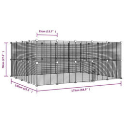 Walplus 36-Panel Pet Cage With Door Black 35X35 Cm Steel - thumbnail 4