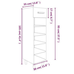 Berkfield Sturdy Shoe Cabinet Concrete Grey 30X35X105 Cm Engineered Wood - thumbnail 9
