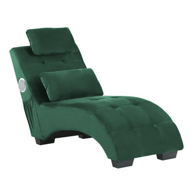 Beliani Chaise Longue Simorre Velvet Emerald Green With Built-In Bluetooth Speaker - image 1