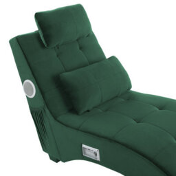 Beliani Chaise Longue Simorre Velvet Emerald Green With Built-In Bluetooth Speaker - thumbnail 8