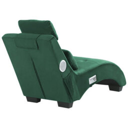 Beliani Chaise Longue Simorre Velvet Emerald Green With Built-In Bluetooth Speaker - thumbnail 5