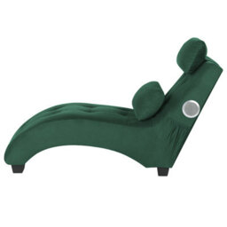 Beliani Chaise Longue Simorre Velvet Emerald Green With Built-In Bluetooth Speaker - thumbnail 4