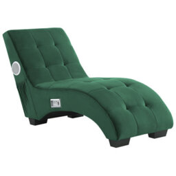 Beliani Chaise Longue Simorre Velvet Emerald Green With Built-In Bluetooth Speaker - thumbnail 7