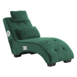 Beliani Chaise Longue Simorre Velvet Emerald Green With Built-In Bluetooth Speaker - thumbnail 6