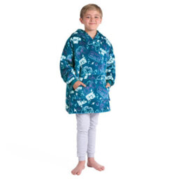 OHS Gaming Hoodie Blanket Sherpa Fleece Throw Sweatshirt Oversized Warm, Teal - thumbnail 6