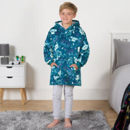 OHS Gaming Hoodie Blanket Sherpa Fleece Throw Sweatshirt Oversized Warm, Teal