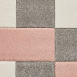 Grey Rose Polypropylene Modern Chequered Geometric Bordered Rug For Living Room Bedroom And Dining Room-60Cm X 120Cm - thumbnail 3