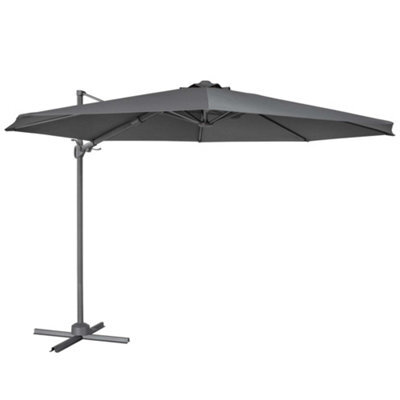 Dellonda 3M Cantilever Parasol With 360 Rotation, Tilt And Cover Grey - Dg267 - image 1