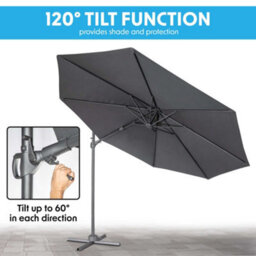 Dellonda 3M Cantilever Parasol With 360 Rotation, Tilt And Cover Grey - Dg267 - thumbnail 4